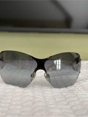 CHANEL Women's Black Frame Grey Gradient Shield Sunglasses